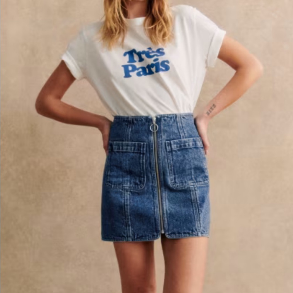 Sezane Fox skirt baby blue
